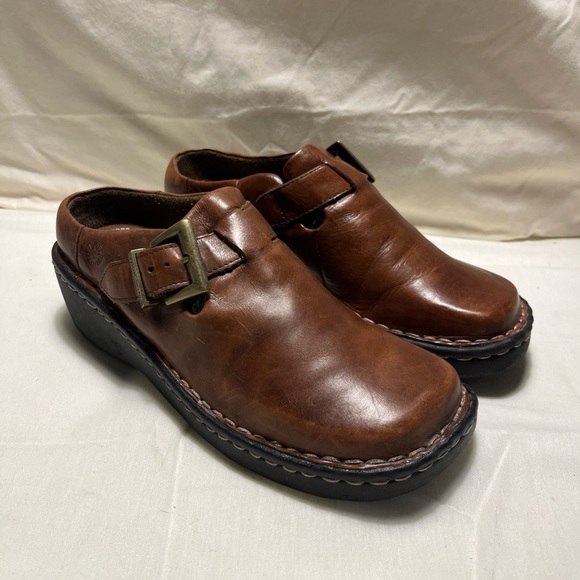 Vintage Y2K Earth Spirit Gelron 2000 Leather Slip on Clogs - Picture 1 of 8